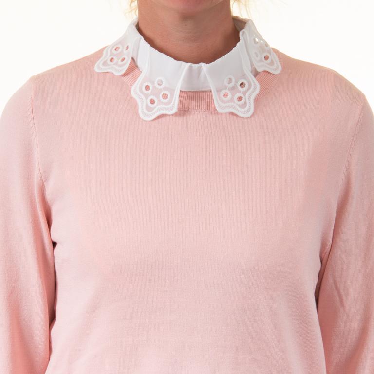 Detachable Crochet Scallop Detail Faux Collar Off White