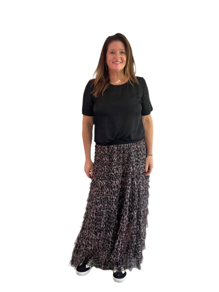 Leopard Tulle Maxi Skirt