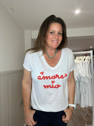 Amore Mio Coral Embroidered T Shirt T Shirt TLM Edit 