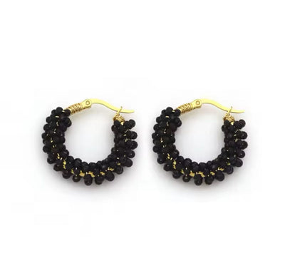 Black Beaded Chubby Hoops TLM Edit 