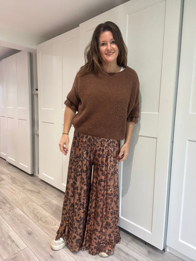 Brown Leopard Sequin Culottes TLM Edit 