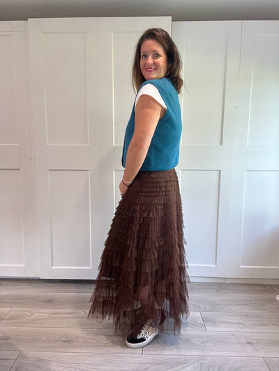 Brown Tulle Maxi Skirt TLM Edit 