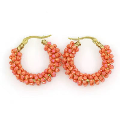 Coral Beaded Chubby Hoops TLM Edit 