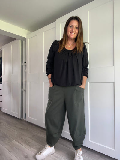 Khaki Barrel Leg Jersey Joggers TLM Edit 