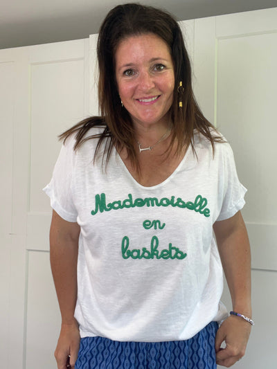 Mademoiselle en Baskets Green Embroidered T Shirt T Shirt TLM Edit 