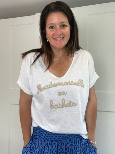 Mademoiselle en Baskets Taupe Embroidered T Shirt T Shirt TLM Edit 