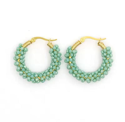 Mint Beaded Chubby Hoops TLM Edit 