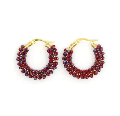 Ruby Red Beaded Chubby Hoops TLM Edit 