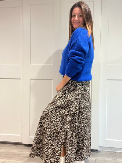 Side Split Flat Fronted Leopard Maxi Skirt TLM Edit 