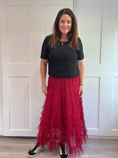 Wine Tulle Maxi Skirt TLM Edit 