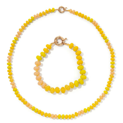 Yellow Glass Necklace & Bracelet Set Necklace Ashiana 