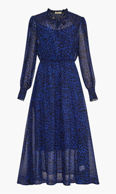 Blue Animal Spot Chiffon Midi Dress Dress TLM Edit 